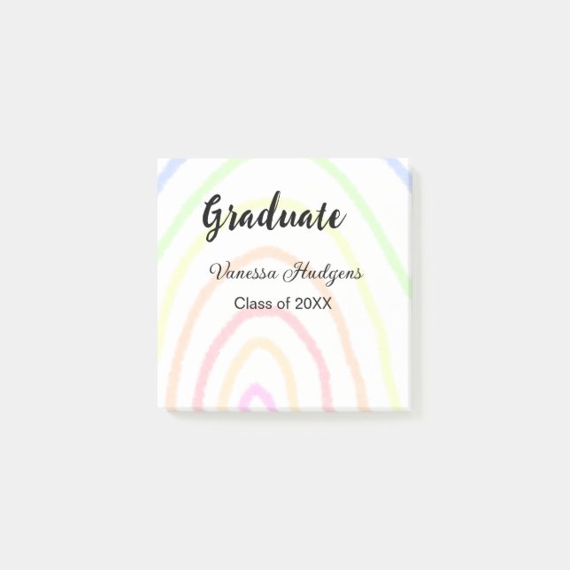 Post-it® Colorful rainbow Boho graduation ajouter nom année (Devant)