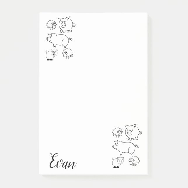 Post-it® Coloriage Post-it Notes Cochons et Agneaux (Devant)