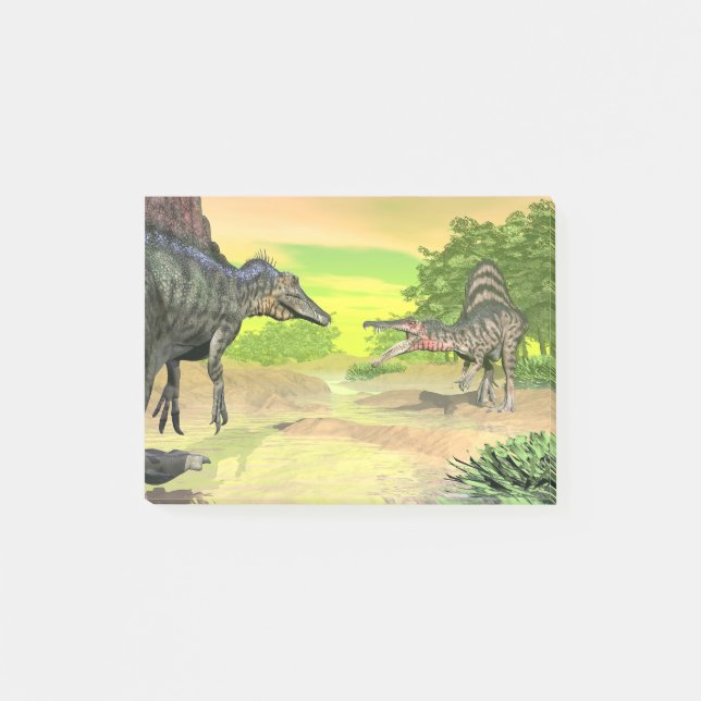 Post-it® Combat de dinosaures de Spinosaurus - 3D rendent (Devant)