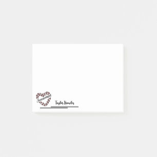 Post-it® Comptable Leopard Heart Frame Blanc 4"x3"
