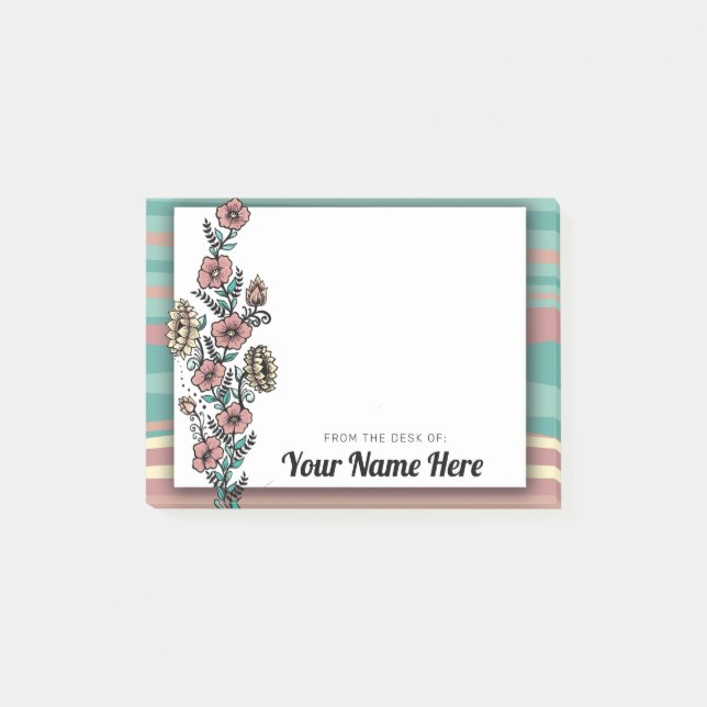 Post-it® Concepteur Motif de Stipe Florale moderne du milie (Devant)