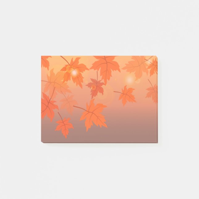 Post-it® Conception d'automne avec feuilles d'érable et eff (Devant)