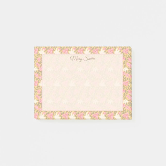 Post-it® Conception de bordure florale oiseau pastel élégan (Devant)