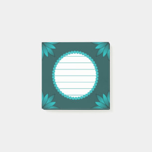 Post-it® Conception de mandala à feuilles sarcelles sur fon