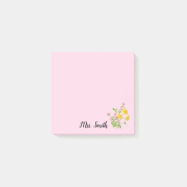 Post-it® Conception de monogramme floral personnalisé éléga (Devant)