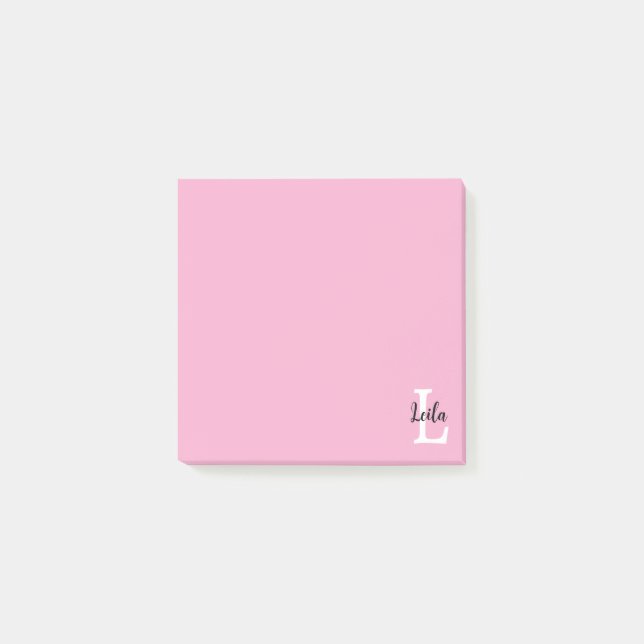 Post-it® Conception de nom personnalisé en monogramme rose (Devant)