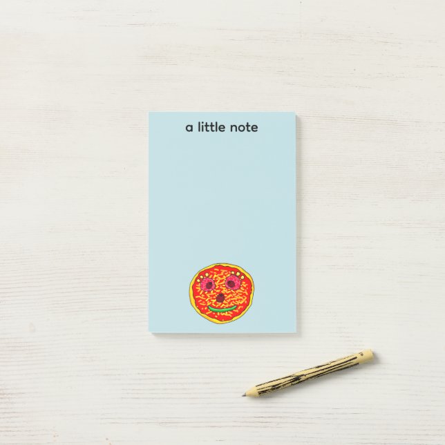 Post-it® Conception d'illustration de visage de pizza souri (Sur un bureau)