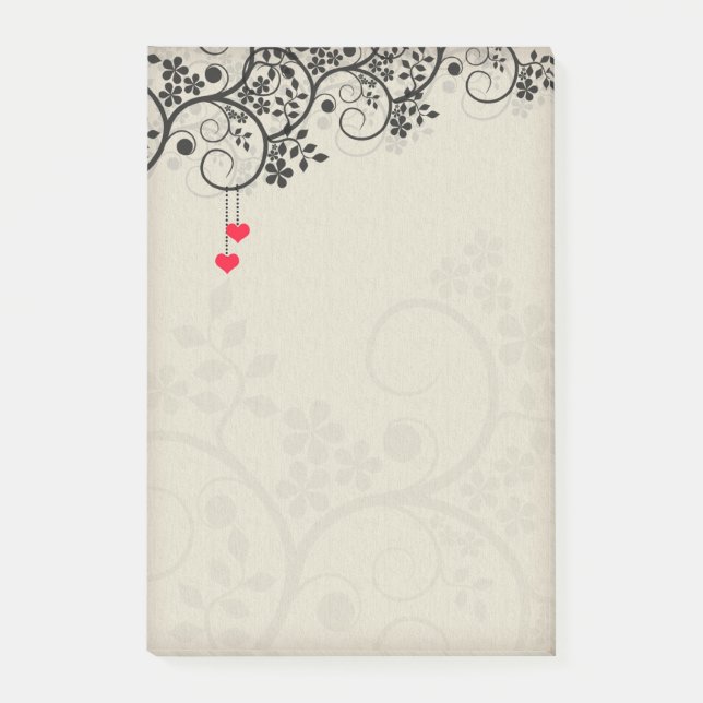 Post-it® Conception Florale de Petits Cœurs Rouges Mignons (Devant)