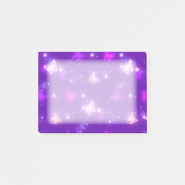 Post-it® Conception pourpre violette de papillons légers de (Devant)