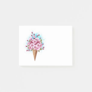 Post-it® Cône rose Sakura crème glacée gaufre