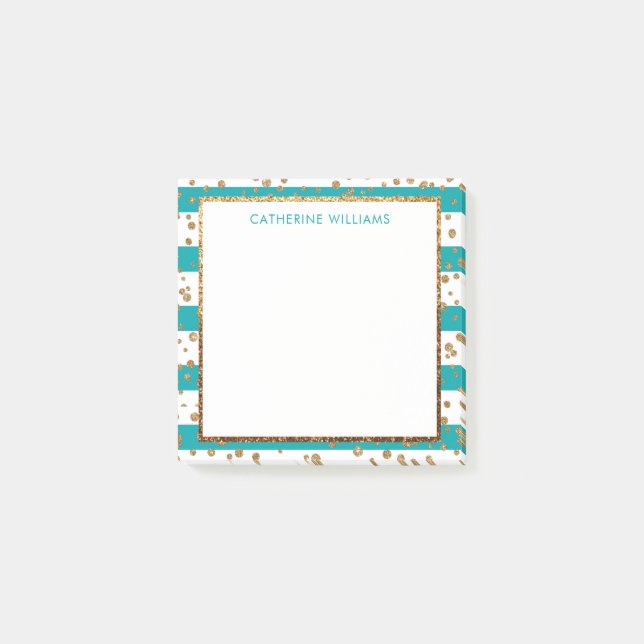 Post-it® Confetti de Parties scintillant en or Turquoise (Devant)