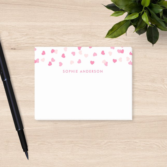 Post-it® Confettis de cœurs roses éparpillés (Créateur téléchargé)