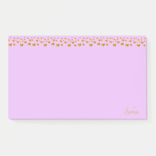 Post-it® Confettis dorés et calligraphie sur violet