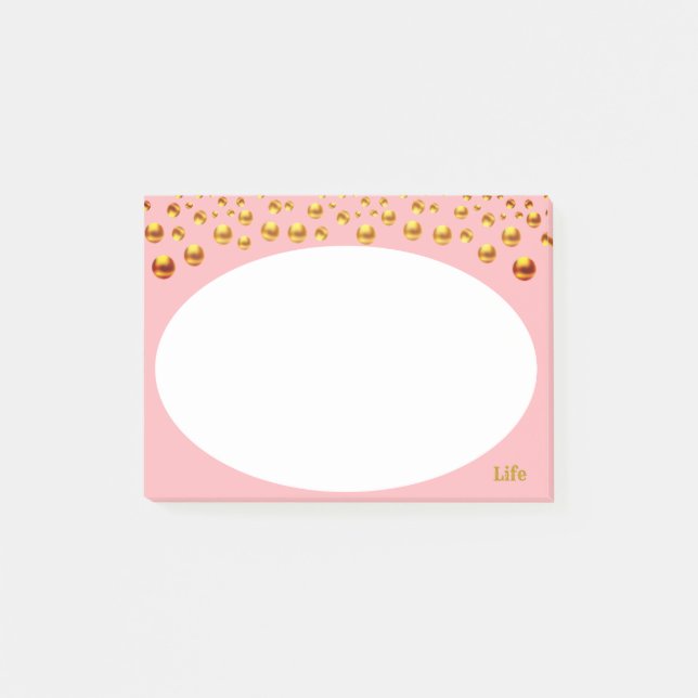 Post-it® Confettis dorés sur fond rose (Devant)