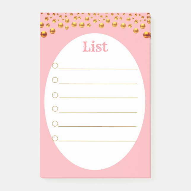 Post-it® Confettis dorés sur fond rose (Devant)