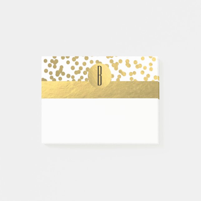 Post-it® Confettis en feuille d'or Glam monogramme moderne (Devant)