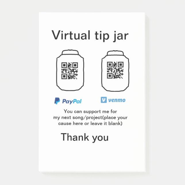 Post-it® Conseil virtuel jar q r code argent don PayPal ven (Devant)