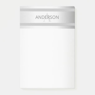 Post-it® Contemporain Faux Argent Ombre Rayures & Gris