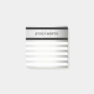 Post-it® Contemporain Faux Argent Ombré Rayures & Noir