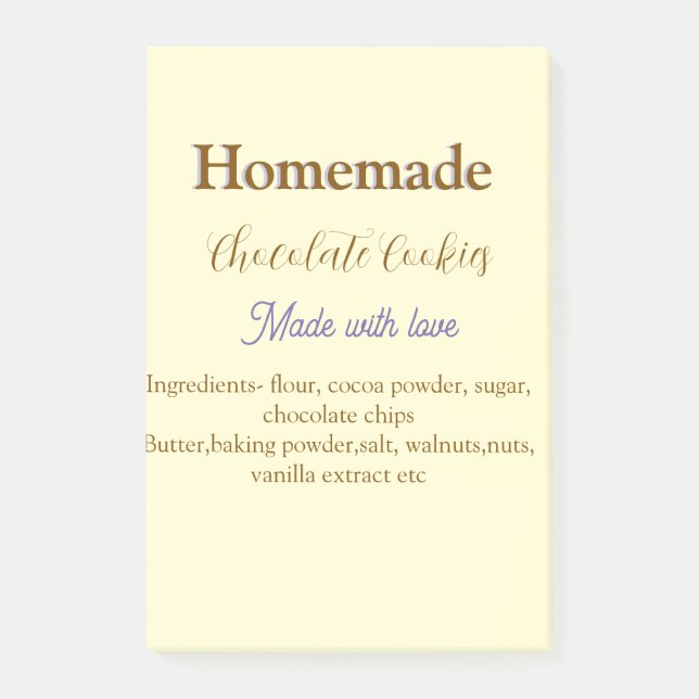 Post-it® Cookies au chocolat faits maison avec amour ajoute (Devant)