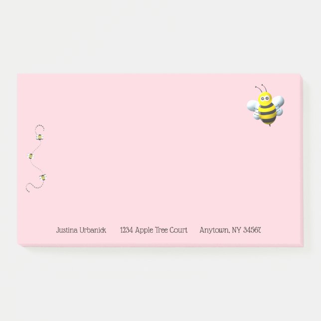 Post-it® Cool Abeille Avec Personnalisation Du Texte Person (Devant)