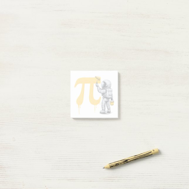 Post-it® Cool Astronaut Painting Pi Symbol Pi Day  (Sur un bureau)