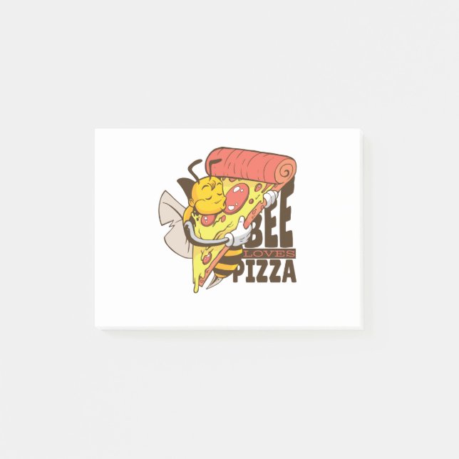 Post-it® Cool Bee aime les jeux de mots sur pizza (Devant)