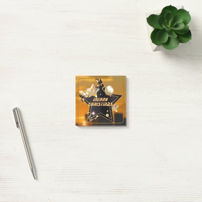 Post-it® Cool Sunrise Black Gold Metallic Stars Noël (Bureau)