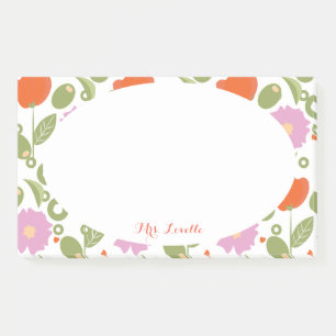 Post-it® Coquelicots Floraux et Professeur Olive Aqua Nom P