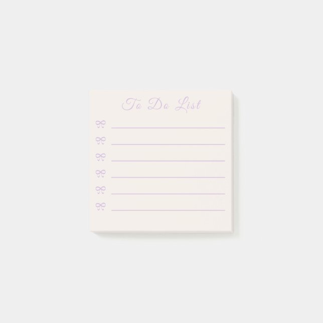 Post-it® Coquette Dusty Lilac Bow Bullet Point To Do List (Devant)