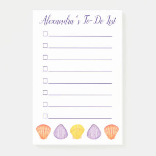 Post-it® Coquillages d'aquarelle avec liste de noms