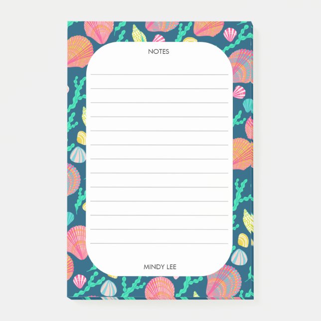 Post-it® Coquillages PERSONNALISÉS Bordure Mer Épicerie Sho (Devant)