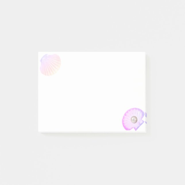 Post-it® Coquille d'huître avec perle sur fond blanc (Devant)