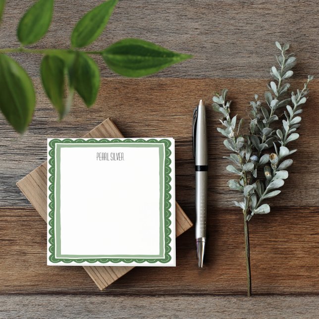 Post-it® Coquille verte personnalisée Chic Monogramme (Green Scallop CUSTOM Chic Monogram Personalized Post-it Notes
)