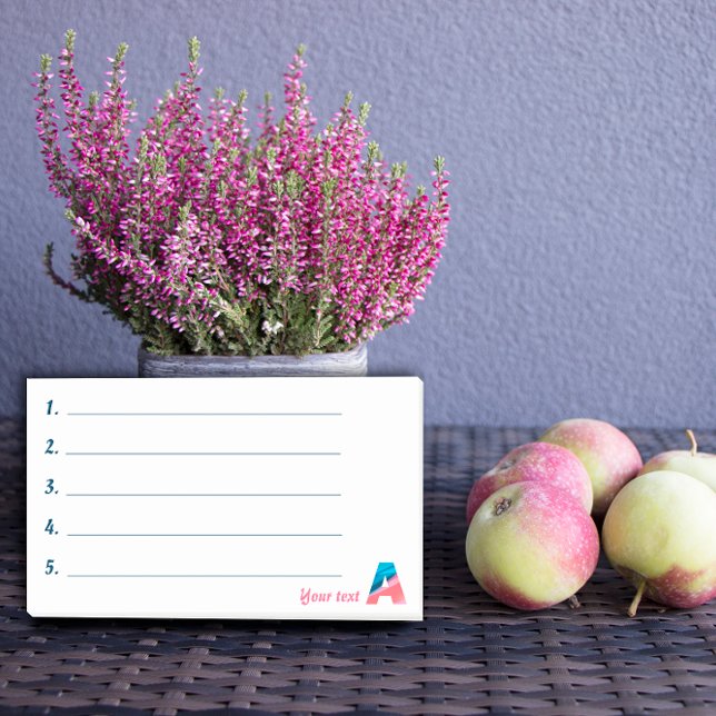 Post-it® Corail bleu monogramme lettre A notes (Créateur téléchargé)