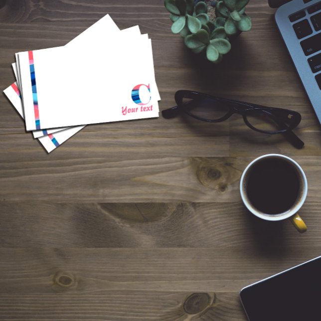 Post-it® Corail bleu monogramme lettre C notes (Créateur téléchargé)