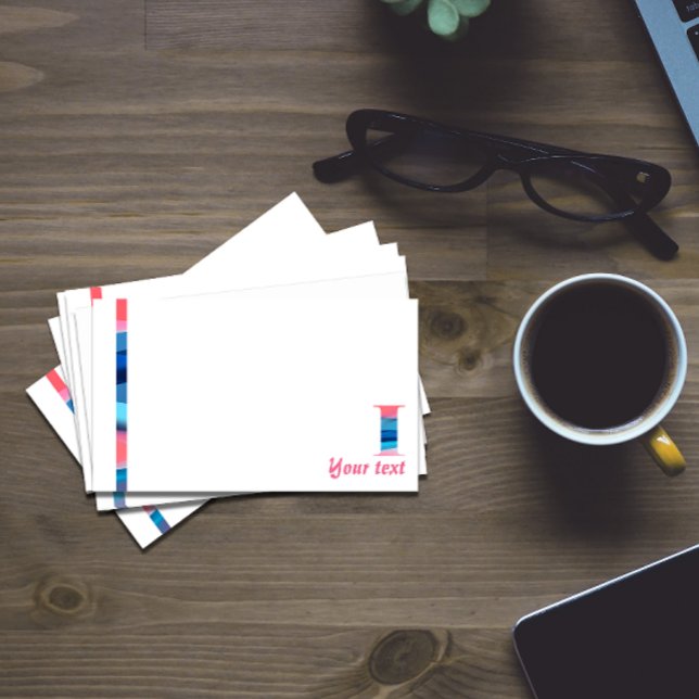 Post-it® Corail bleu monogramme lettre I note (Créateur téléchargé)