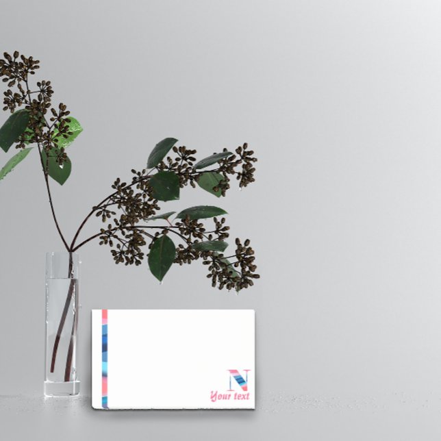 Post-it® Corail bleu monogramme lettre N notes (Créateur téléchargé)