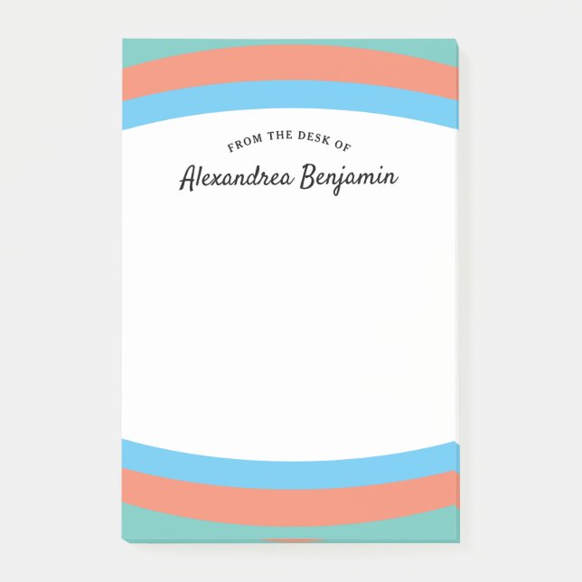 Post-it® Corail bleu vert moderne élégant Personnalisé élég (Devant)