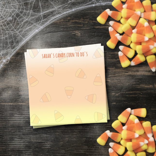 Post-it® Corail de bonbons pour faire sur mesure Poster des (Put your name on this cute candy corn post it notes and make a note to eat more candy corn)
