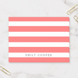 Post-it® Corail et blanc Classic rayures Monogramme