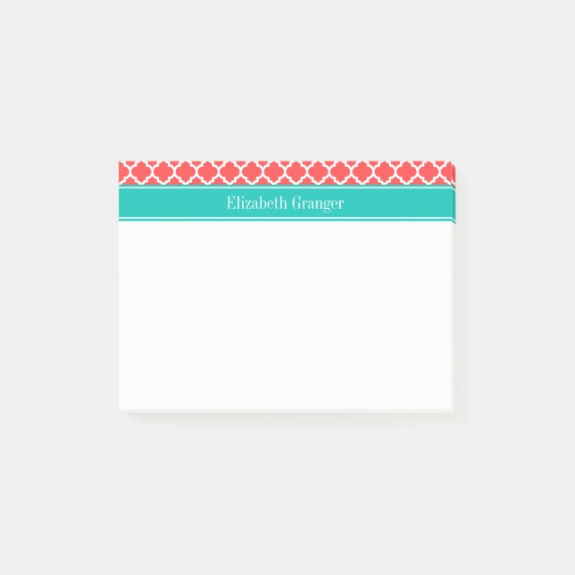 Post-it® Corail Rouge Blanc Marocain #5 Sarcelle Nom Monogr (Devant)