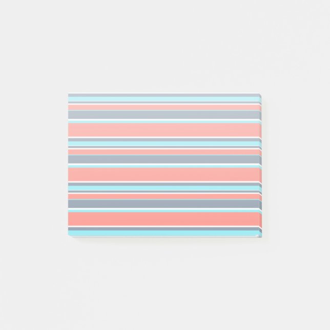 Post-it® Corail vivant, bandes bleues et grises (Devant)