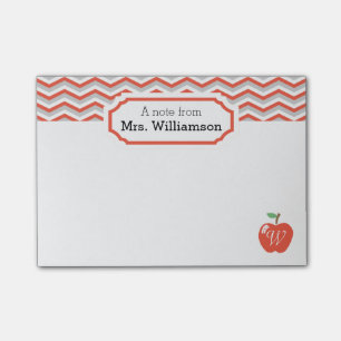 Post-it® Coral Chevron Peach/Apple Monogramme Note de l'ens