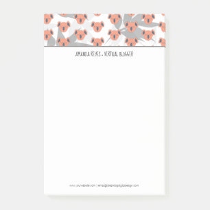 Post-it® Coral moderne Cute Koala et feuille tropicale