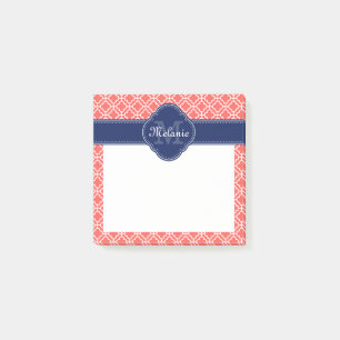 Post-it® Coral What Marocain Motif Marine Monogramme
