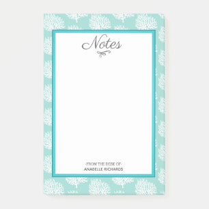 Post-it® Coraux de mer blanche et vert côtiers en verre de