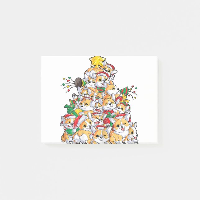 Post-it® Corgi Christmas Tree Dog Santa Merry Christmas (Devant)