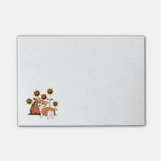 Post-it® Corgi de Gallois avec des tournesols