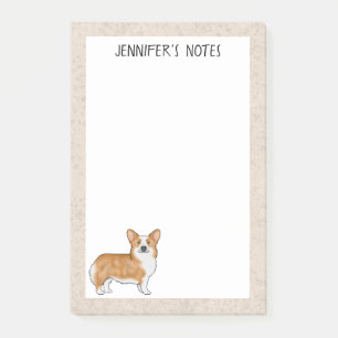 Post-it® Corgi gallois Pembroke rouge avec texte personnali